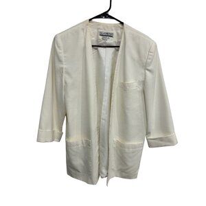 SK & Company Womens Ivory 3/4 Sleeve Open Front Blazer Size 8 Lightweight Chic